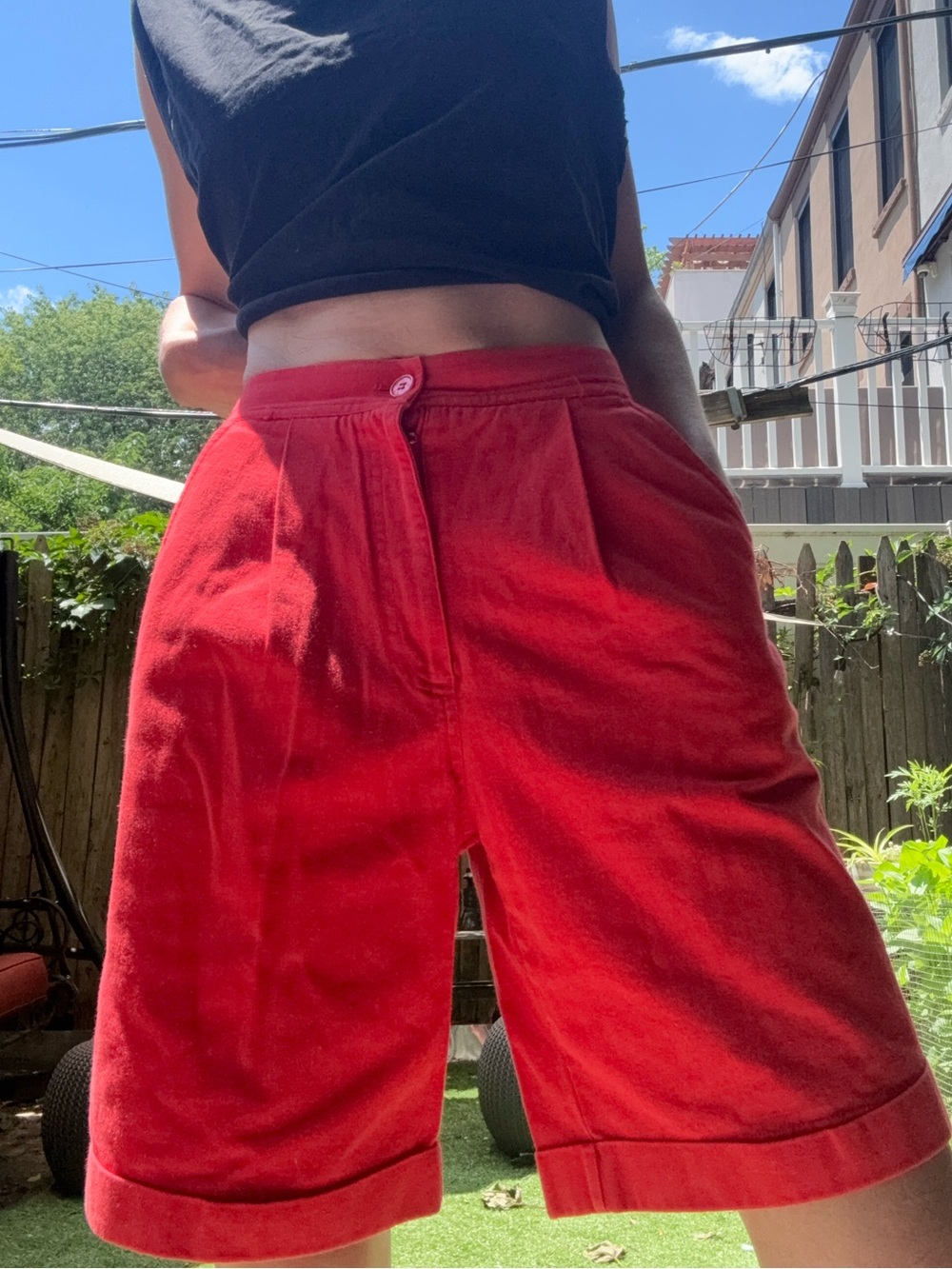 Red vintage cotton shorts